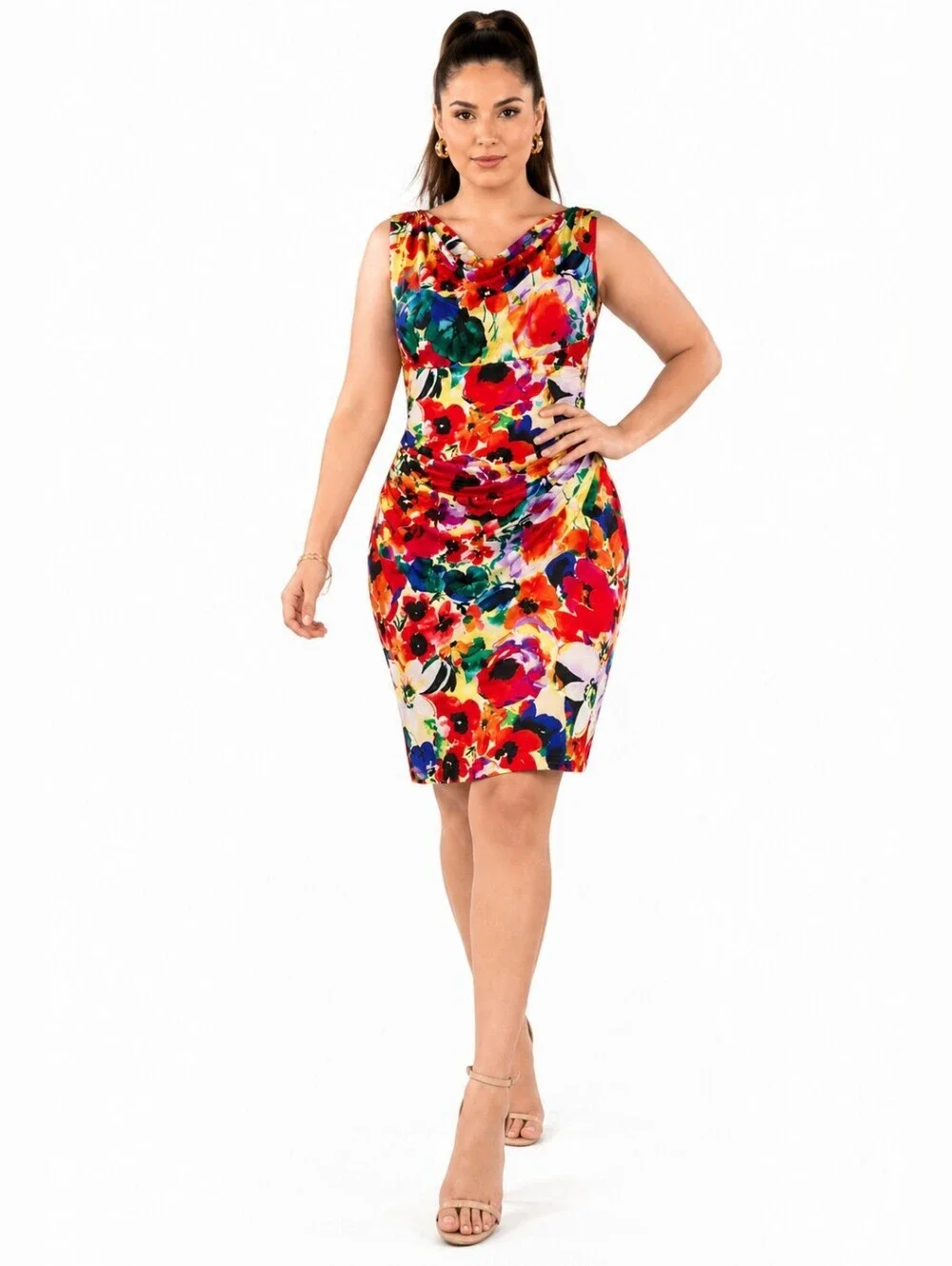 Ralph Lauren Women’s Floral Sheath Dress Multicolor Sleeveless Elegant. Size 12